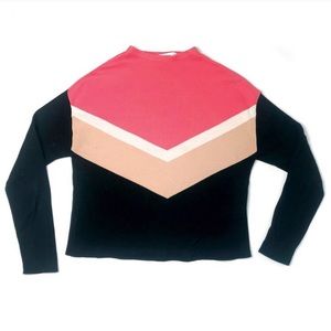 & Other Stories Pink Black Chevron Knit Sweater